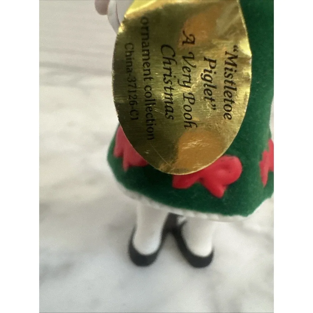 Ashton Drake Ornament Christmas Mistletoe Piglet Disney Vintage Flocked